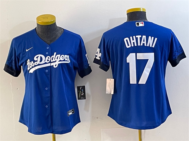 Personalized Women’s Los Angeles Dodgers #17 Shohei Ohtani Blue City Connect Stitched Jersey(Run Small)