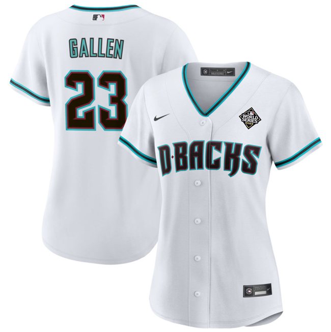 Personalized Women’s Arizona Diamondbacks #23 Zac Gallen White 2023 World Series Stitched Baseball Jersey(Run Small)