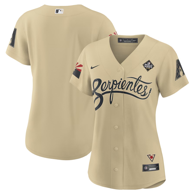 Personalized Women’s Arizona Diamondbacks Blank Gold 2023 World Series City Connect Stitched Baseball Jersey(Run Small)