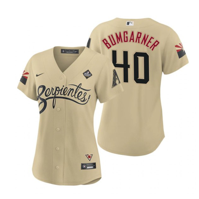 Personalized Women’s Arizona Diamondbacks #40 Madison Bumgarner Gold 2023 World Series City Connect Stitched Baseball Jersey(Run Small)