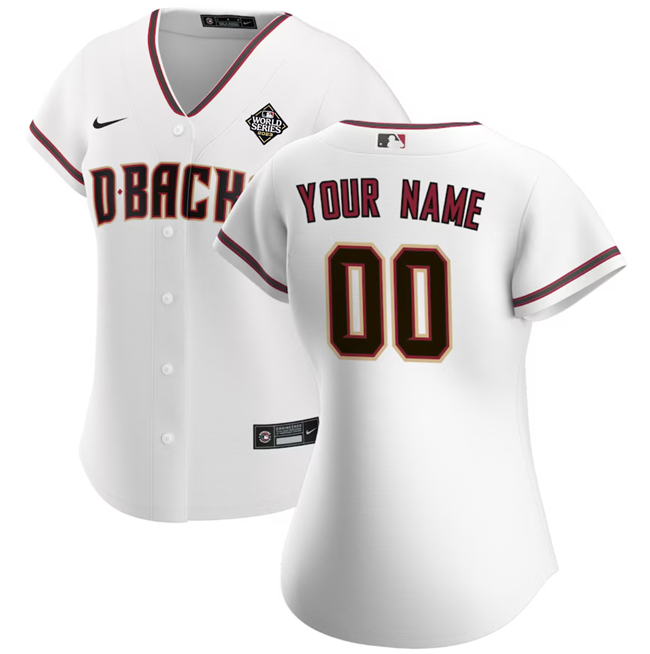 Personalized Women’s Arizona Diamondbacks Active Player White 2023 World Series Home Stitched