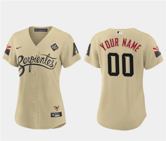 Personalized Women’s Arizona Diamondbacks Active Player Gold 2023 World Series City Connect Stitched Baseball Jersey(Run Small)