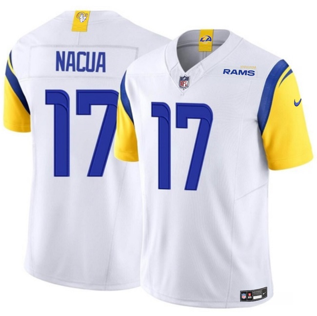 Personalized Youth Los Angeles Rams #17 Puka Nacua White 2023 F.U.S.E Untouchable Limited Stitched Jersey