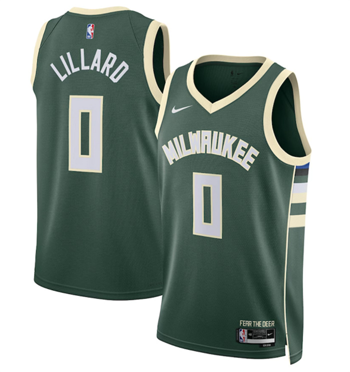 Personalized Youth Milwaukee Bucks #0 Damian Lillard Green Stitched Basketball Jerseys