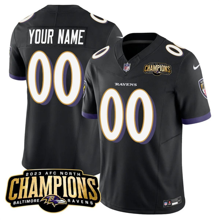 Personalized Men’s Baltimore Ravens Active Player Black 2023 F.U.S.E. AFC North Champions Limited Football Jersey