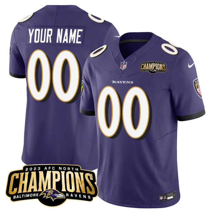 Personalized Men’s Baltimore Ravens Active Player Purple 2023 F.U.S.E. AFC North Champions Limited Football Jersey