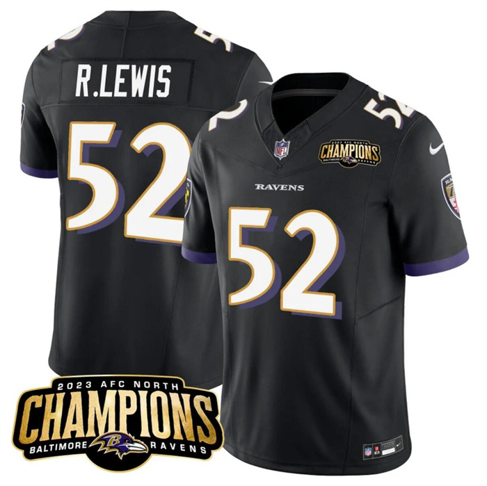 Personalized Men’s Baltimore Ravens #52 Ray Lewis Black 2023 F.U.S.E. AFC North Champions Limited Football Jersey