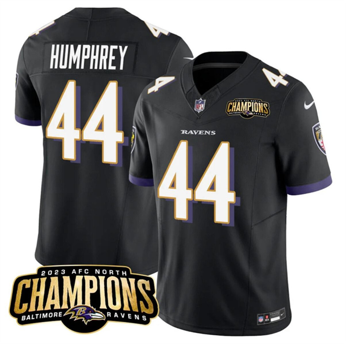 Personalized Men’s Baltimore Ravens #44 Marlon Humphrey Black 2023 F.U.S.E. AFC North Champions Limited Football Jersey