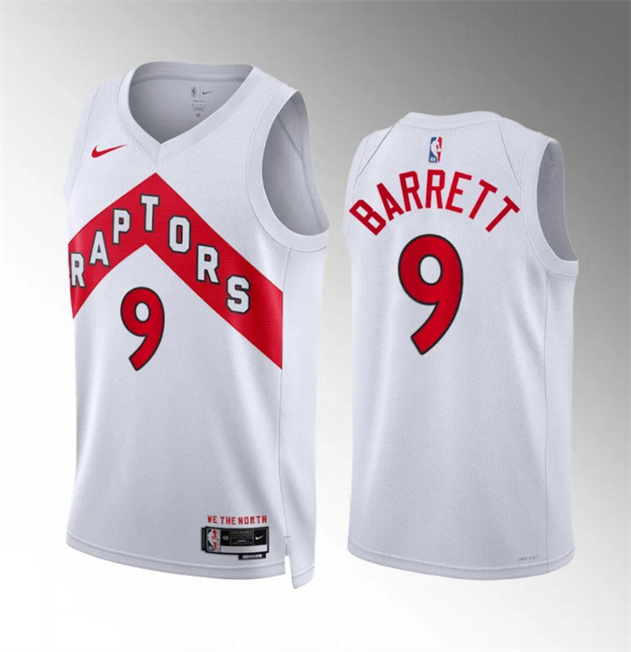 Personalized Men’s Toronto Raptors #9 RJ Barrett White Association Edition Stitched Basketball Jersey