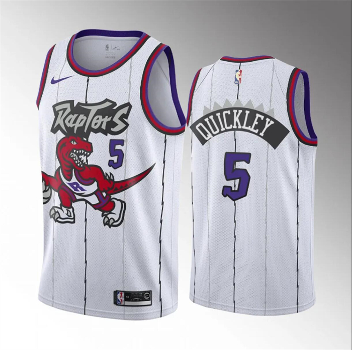 Personalized Men’s Toronto Raptors #5 Immanuel Quickley White Classic Edition Stitched Basketball Jersey