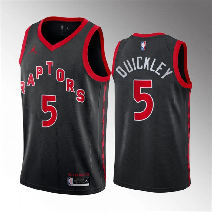 Personalized Men’s Toronto Raptors #5 Immanuel Quickley Black Statement Edition Stitched Basketball Jersey