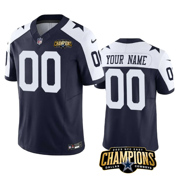 Personalized Men’s Dallas Cowboys Active Player Nay White 2023 F.U.S.E. NFC East Champions Patch Stitched Football Jersey