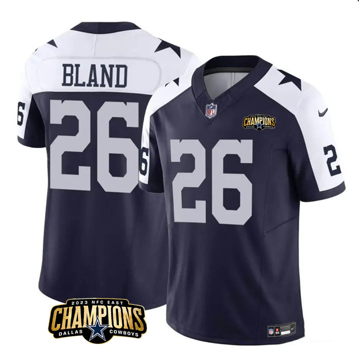 Personalized Men’s Dallas Cowboys #26 DaRon Bland Navy White 2023 F.U.S.E. NFC East Champions Patch Stitched Football Jersey