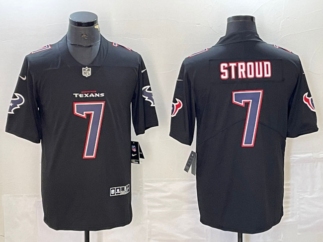 Personalized Men’s Houston Texans #7 C.J. Stroud Black Fashion With Patch Untouchable Limited Stitched Football Jersey