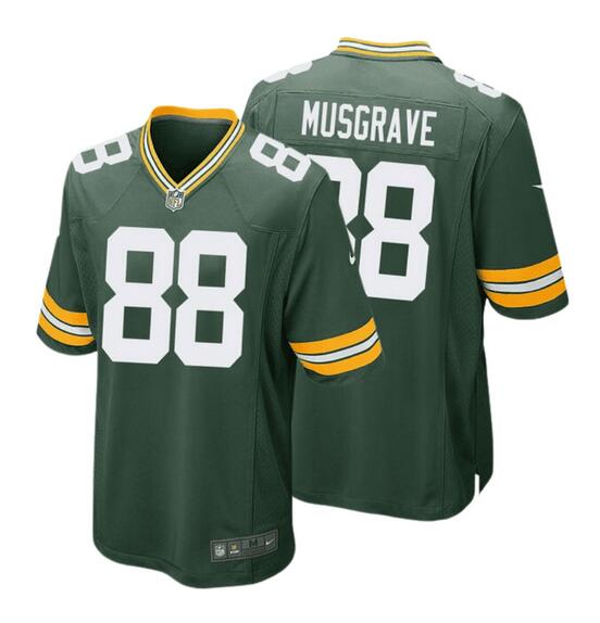 Personalized Men’s Green Bay Packers #88 Luke Musgrave Green Stitched Game Jersey