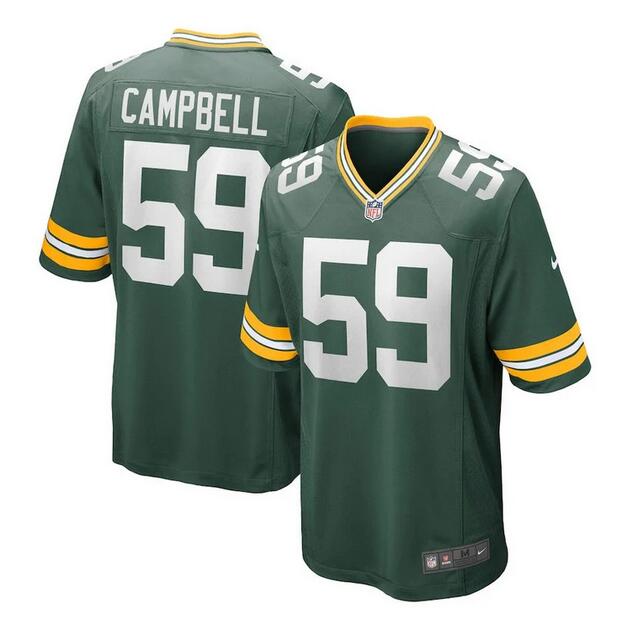 Personalized Men’s Green Bay Packers #59 De’Vondre Campbell Green Stitched Game Jersey