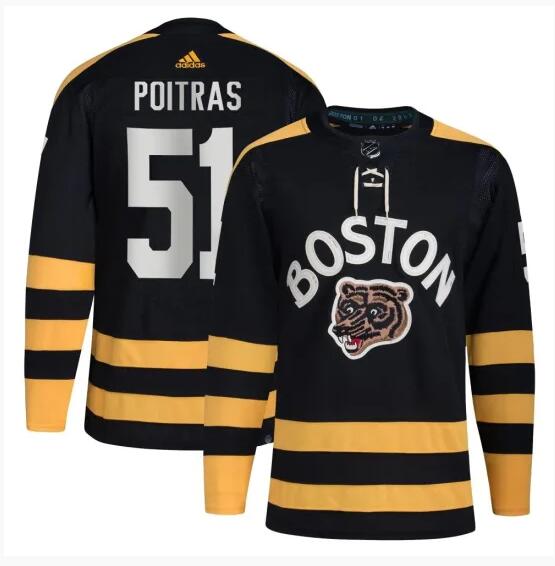 Personalized Men’s Boston Bruins #51 Matthew Poitras Black Winter Classic Primegreen Stitched Jersey