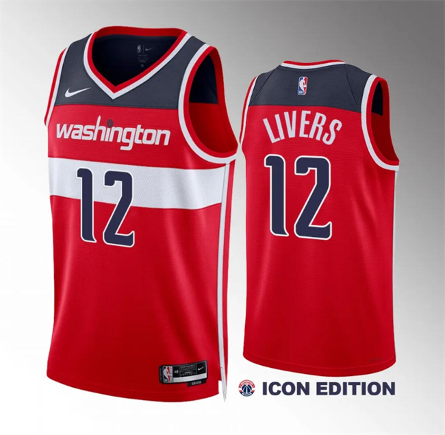 Personalized Men’s Washington Wizards #12 Isaiah Livers Red Icon Edition Stitched Basketball Jersey