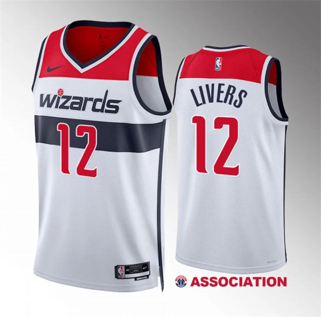 Personalized Men’s Washington Wizards #12 Isaiah Livers White Association Edition Stitched Basketball Jersey