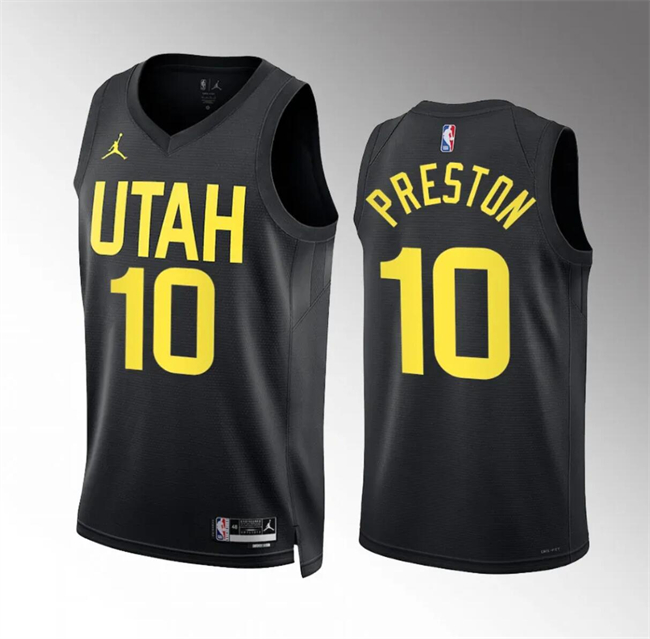 Personalized Men’s Utah Jazz #10 Jason Preston Black Statement Edition Stitched Basketball Jersey