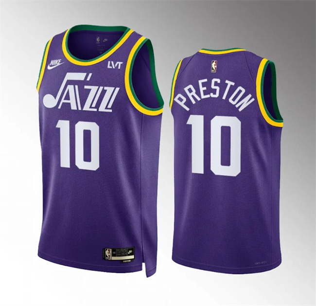 Personalized Men’s Utah Jazz #10 Jason Preston Purple 2023 24 City Edition Stitched Basketball Jersey