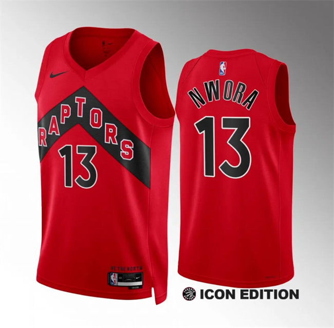 Personalized Men’s Toronto Raptors #13 Jordan Nwora Red Icon Edition Stitched Basketball Jersey