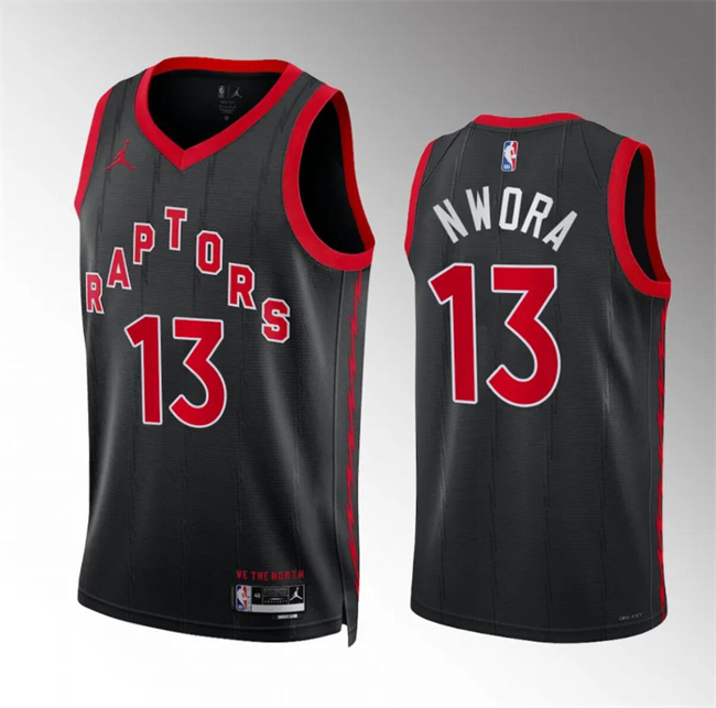 Personalized Men’s Toronto Raptors #13 Jordan Nwora Black Statement Edition Stitched Basketball Jersey