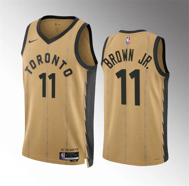 Personalized Men’s Toronto Raptors #11 Bruce Brown Jr Gold 2023 24 City Edition Stitched Basketball Jersey