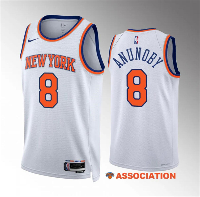 Personalized Men’s New Yok Knicks #8 OG Anunoby White Association Edition Stitched Basketball Jersey