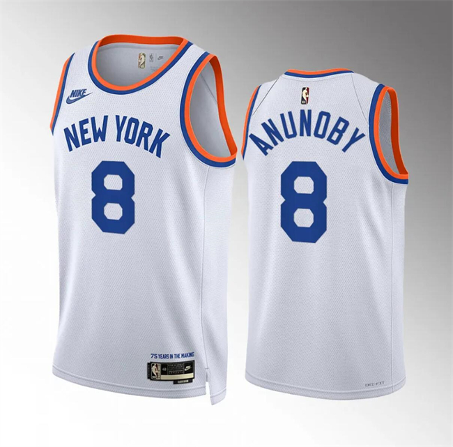 Personalized Men’s New Yok Knicks #8 OG Anunoby White 2021 22 City Edition Stitched Basketball Jersey