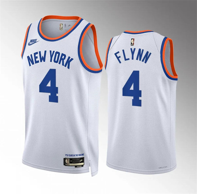 Personalized Men’s New Yok Knicks #4 Malachi Flynn White 2021 22 City Edition Stitched Basketball Jersey