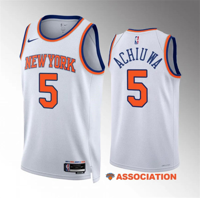 Personalized Men’s New Yok Knicks #5 Precious Achiuwa White Association Edition Stitched Basketball Jersey