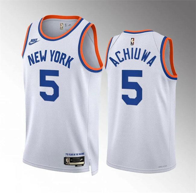 Personalized Men’s New Yok Knicks #5 Precious Achiuwa White 2021 22 City Edition Stitched Basketball Jersey