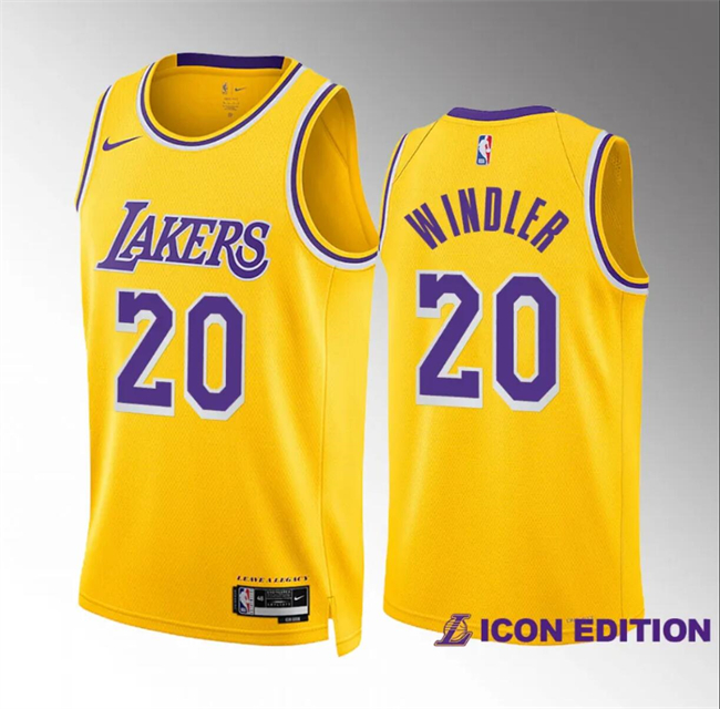 Personalized Men’s Los Angeles Lakers #20 Dylan Windler Yellow Icon Edition Stitched Basketball Jersey