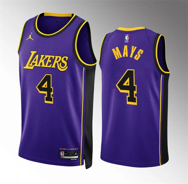 Personalized Men’s Los Angeles Lakers #4 Skylar Mays Purple Statement Edition Stitched Basketball Jersey
