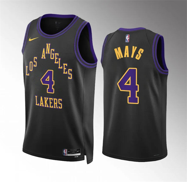 Personalized Men’s Los Angeles Lakers #4 Skylar Mays Black 2023 24 City Edition Stitched Basketball Jersey