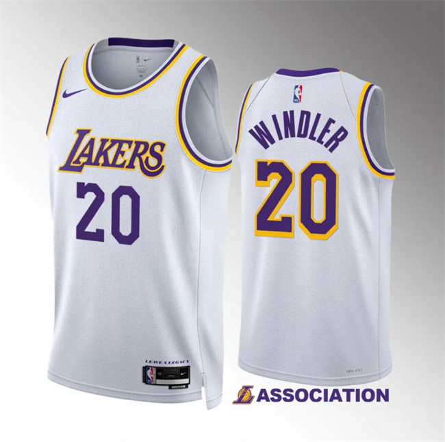 Personalized Men’s Los Angeles Lakers #20 Dylan Windler White Association Edition Stitched Basketball Jersey