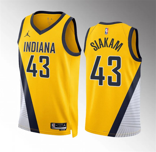 Personalized Men’s Indiana Pacers #43 Pascal Siakam Yelllow Statement Edition Stitched Basketball Jersey