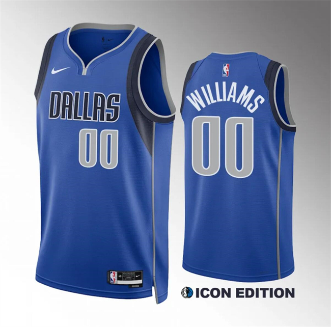 Personalized Men’s Dallas Mavericks #00 Brandon Williams Blue Icon Edition Stitched Basketball Jersey