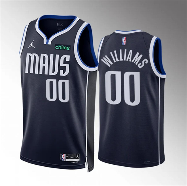 Personalized Men’s Dallas Mavericks #00 Brandon Williams Navy Statement Edition Stitched Basketball Jersey