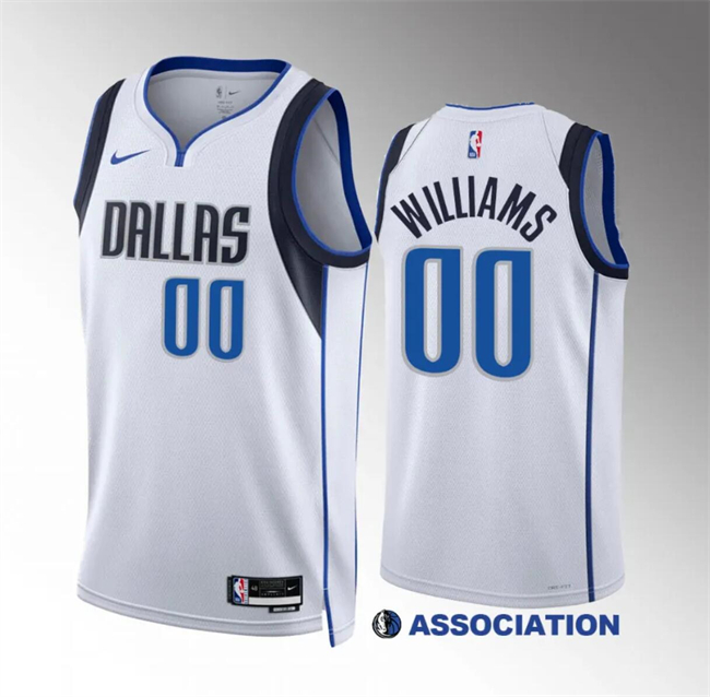 Personalized Men’s Dallas Mavericks #00 Brandon Williams White Association Edition Stitched Basketball Jersey