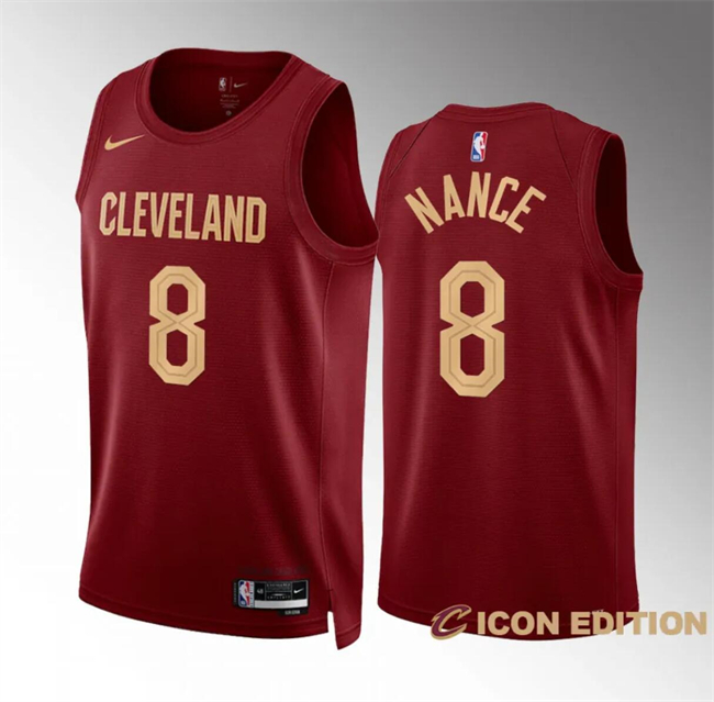 Personalized Men’s Cleveland Cavaliers #8 Pete Nance Wine Icon Edition Stitched Jersey