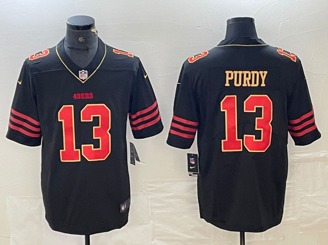 Personalized Men’s San Francisco 49ers #13 Brock Purdy Black Gold Stitched Jersey