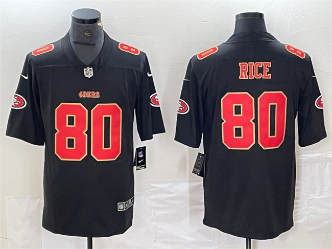 Personalized Men’s San Francisco 49ers #80 Jerry Rice Black Untouchable Limited Stitched Jersey