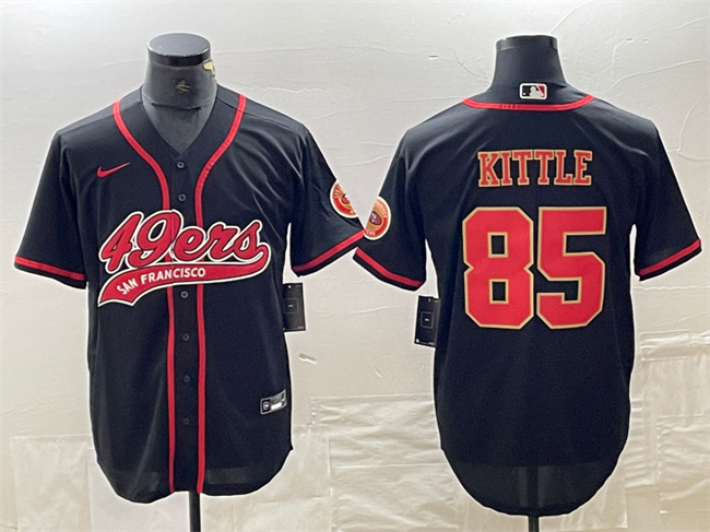 Personalized Men’s San Francisco 49ers #85 George Kittle Black With Patch Cool Base Stitched Baseball Jersey