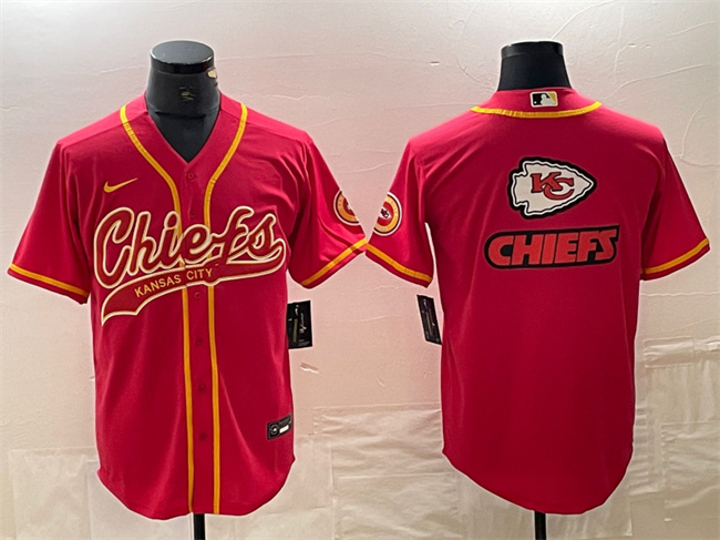 Personalized Men’s Kansas City Chiefs Red Team Big Logo With Patch Cool Base Stitched Baseball Jersey