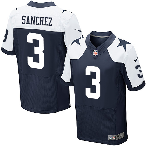 Personalized Men’s Elite #3 Mark Sanchez Navy Blue Jersey Alternate Dallas Cowboys Throwback