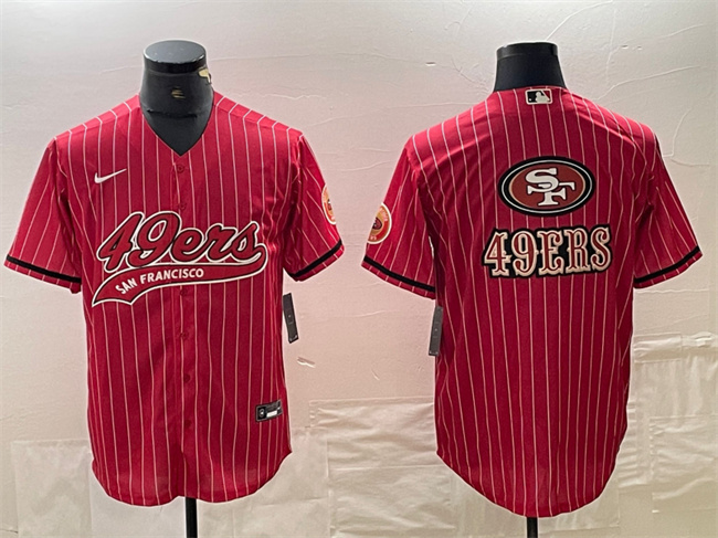 Personalized Men’s San Francisco 49ers Red Team Big Logo With Patch Cool Base Stitched Baseball Jersey