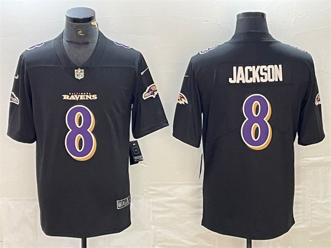 Personalized Men’s Baltimore Ravens #8 Lamar Jackson Black Limited Football Jersey