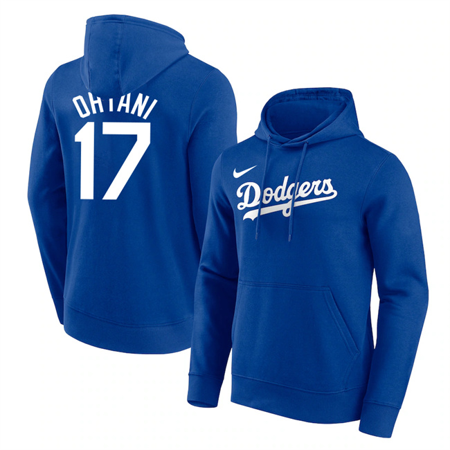 Personalized Los Angeles Dodgers #17 Shohei Ohtani Blue Name & Number Pullover Hoodie